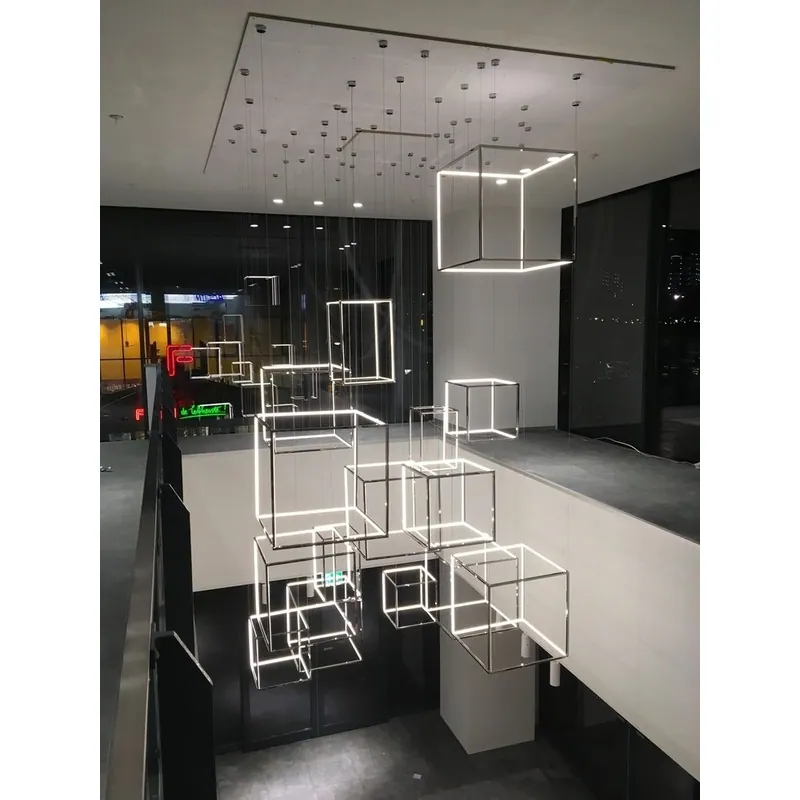 Luminous Geometric Frame Rectangular Chandelier