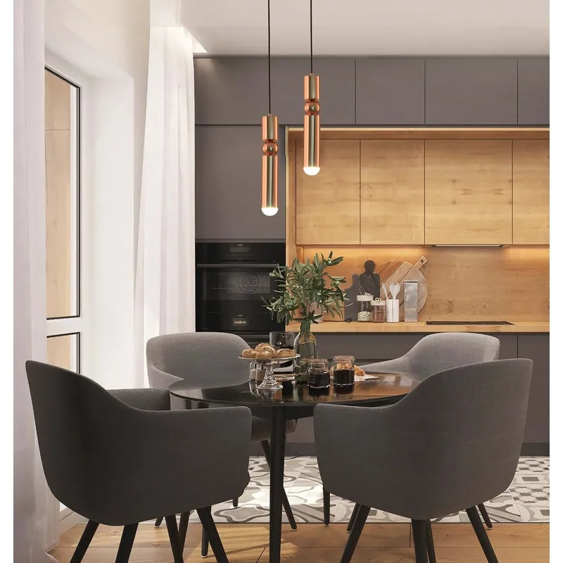 Rose Gold Column Pendant Light