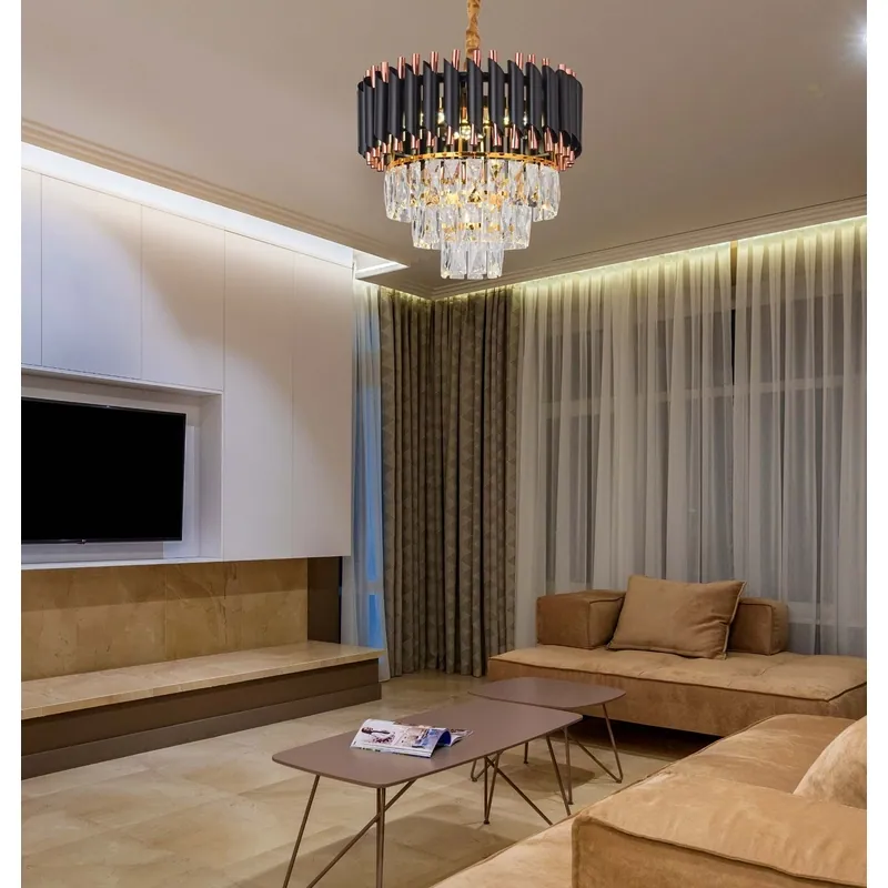 Rose Gold Crystal Cascade Chandelier