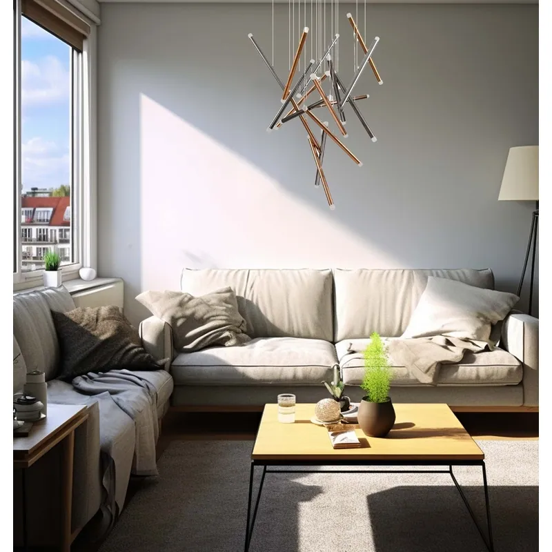 Rose Gold Meteor Shower Cluster Pendant Light