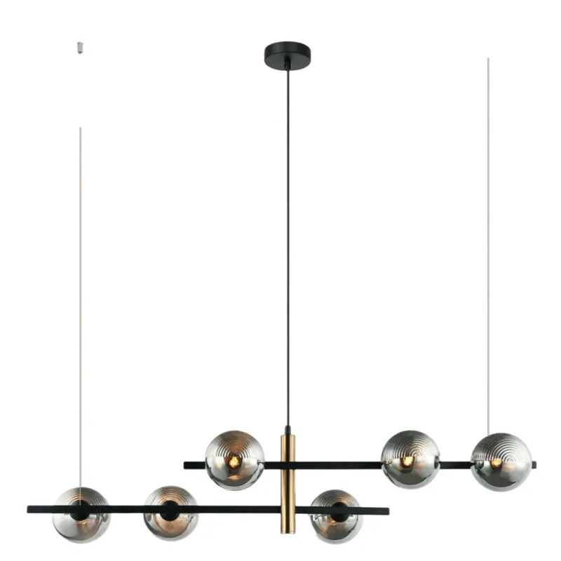 Smoked Orb Horizon Linear Pendant Light