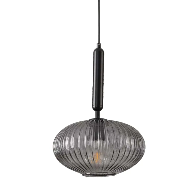 Smoked Ripple Orb Pendant Light