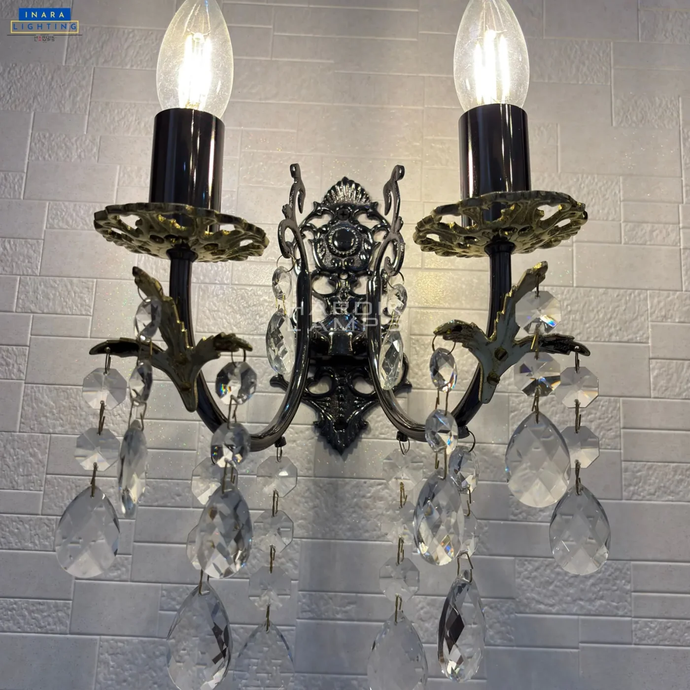Royal Crystal Brass Wall Sconce