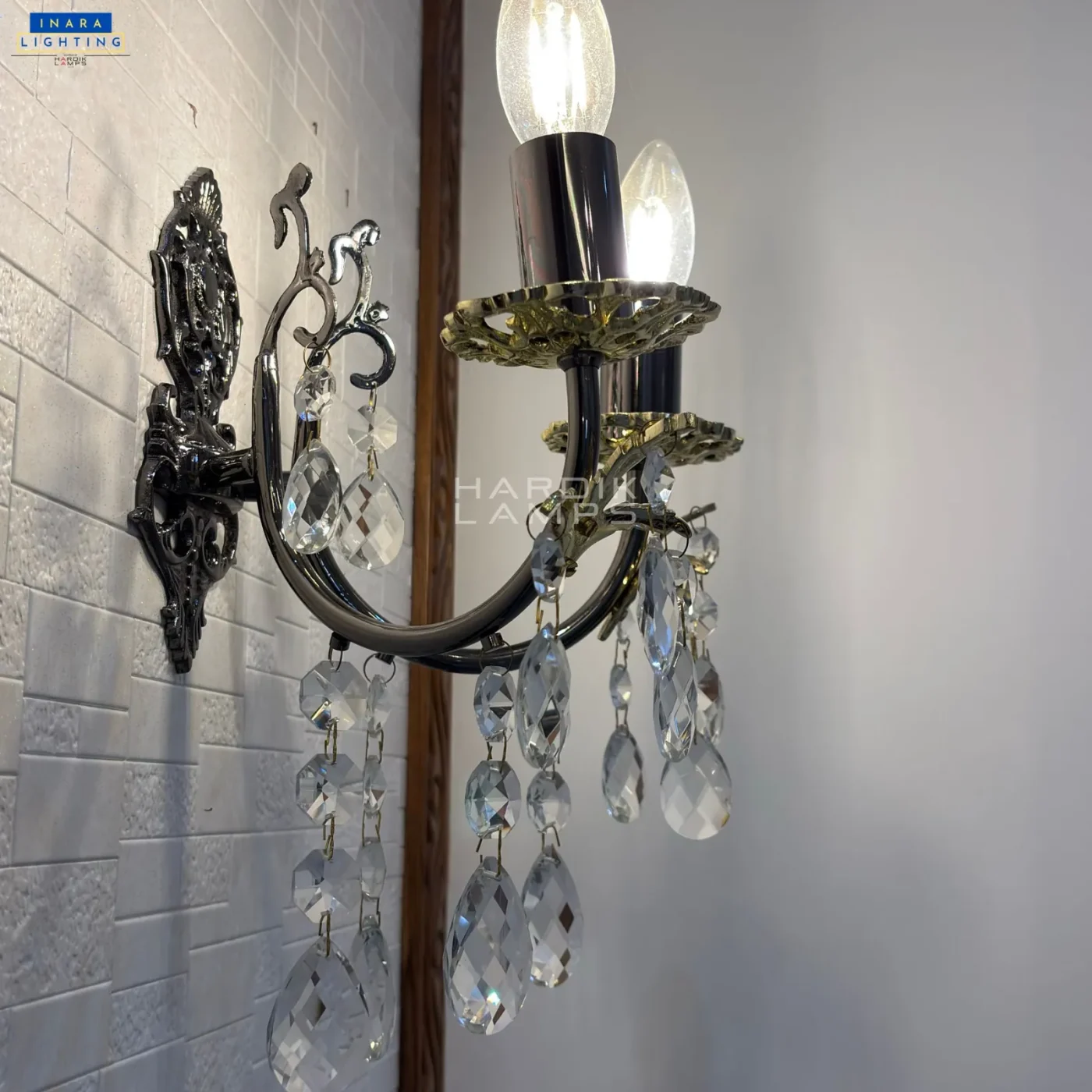 Royal Crystal Brass Wall Sconce