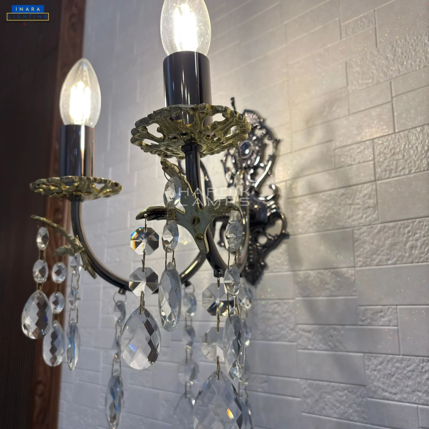 Royal Crystal Brass Wall Sconce