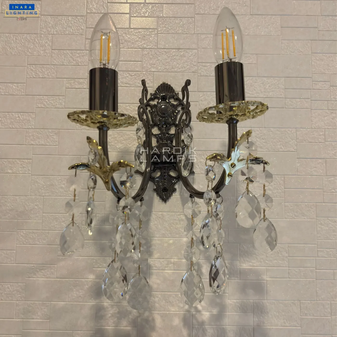 Royal Crystal Brass Wall Sconce