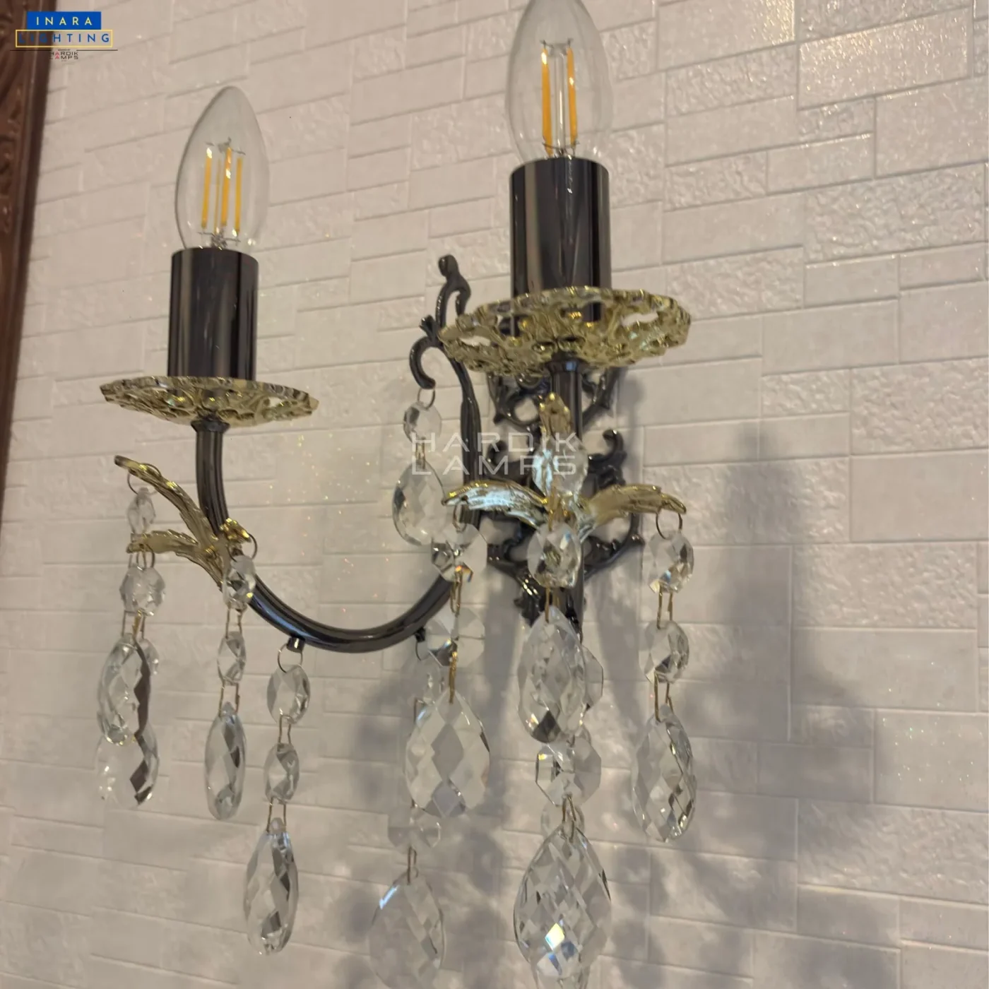 Royal Crystal Brass Wall Sconce