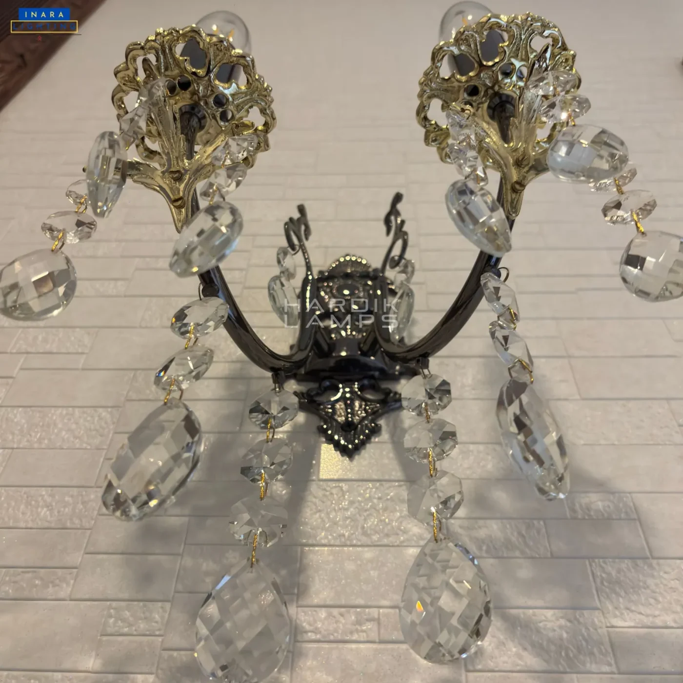 Royal Crystal Brass Wall Sconce