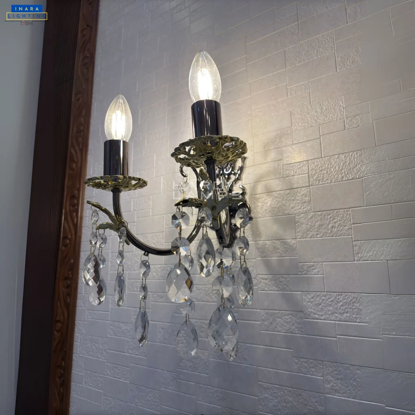 Royal Crystal Brass Wall Sconce