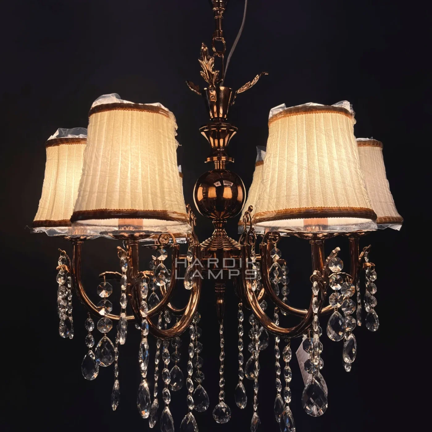 Vintage Muse Brass Crystal Fabric Chandelier