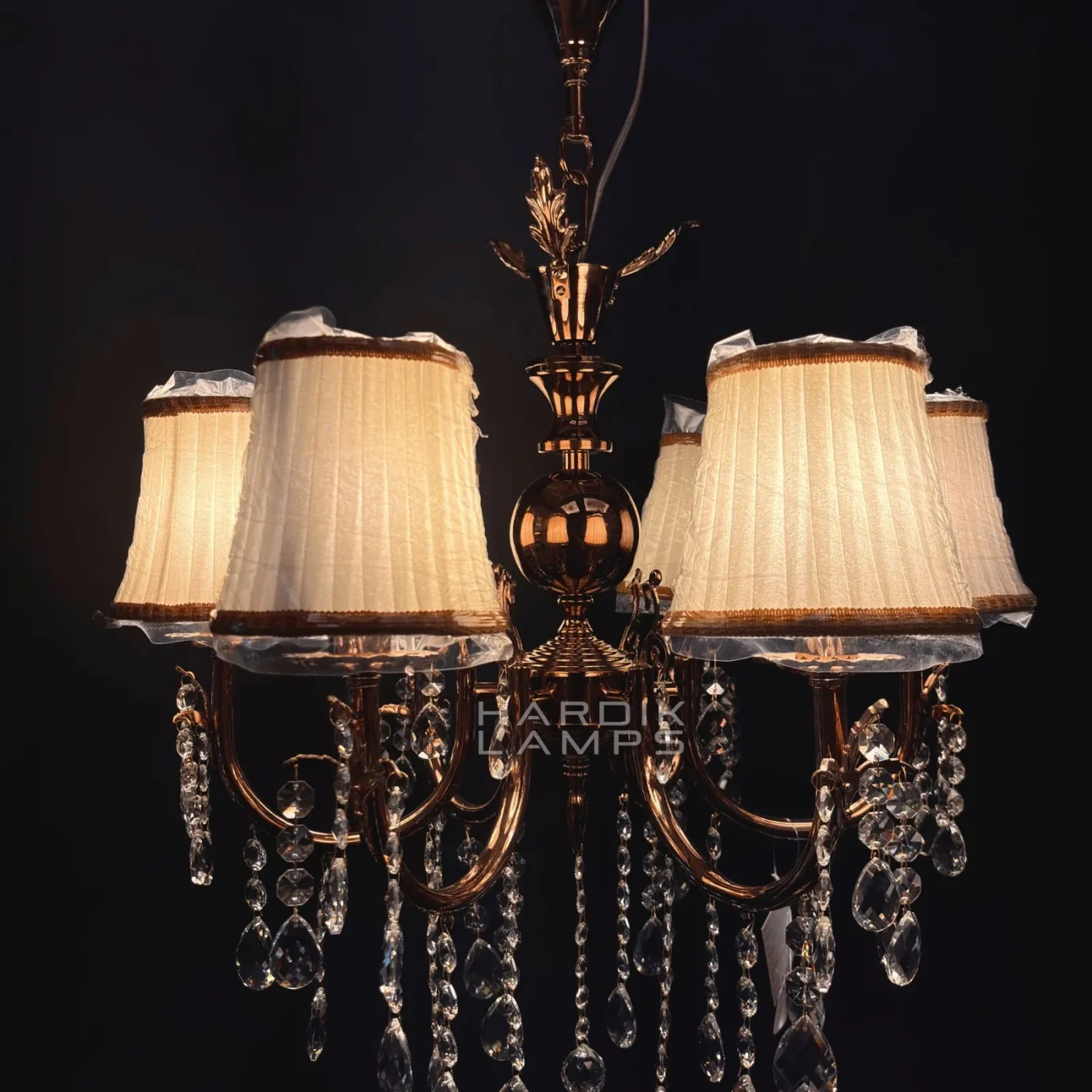 Vintage Muse Brass Crystal Fabric Chandelier