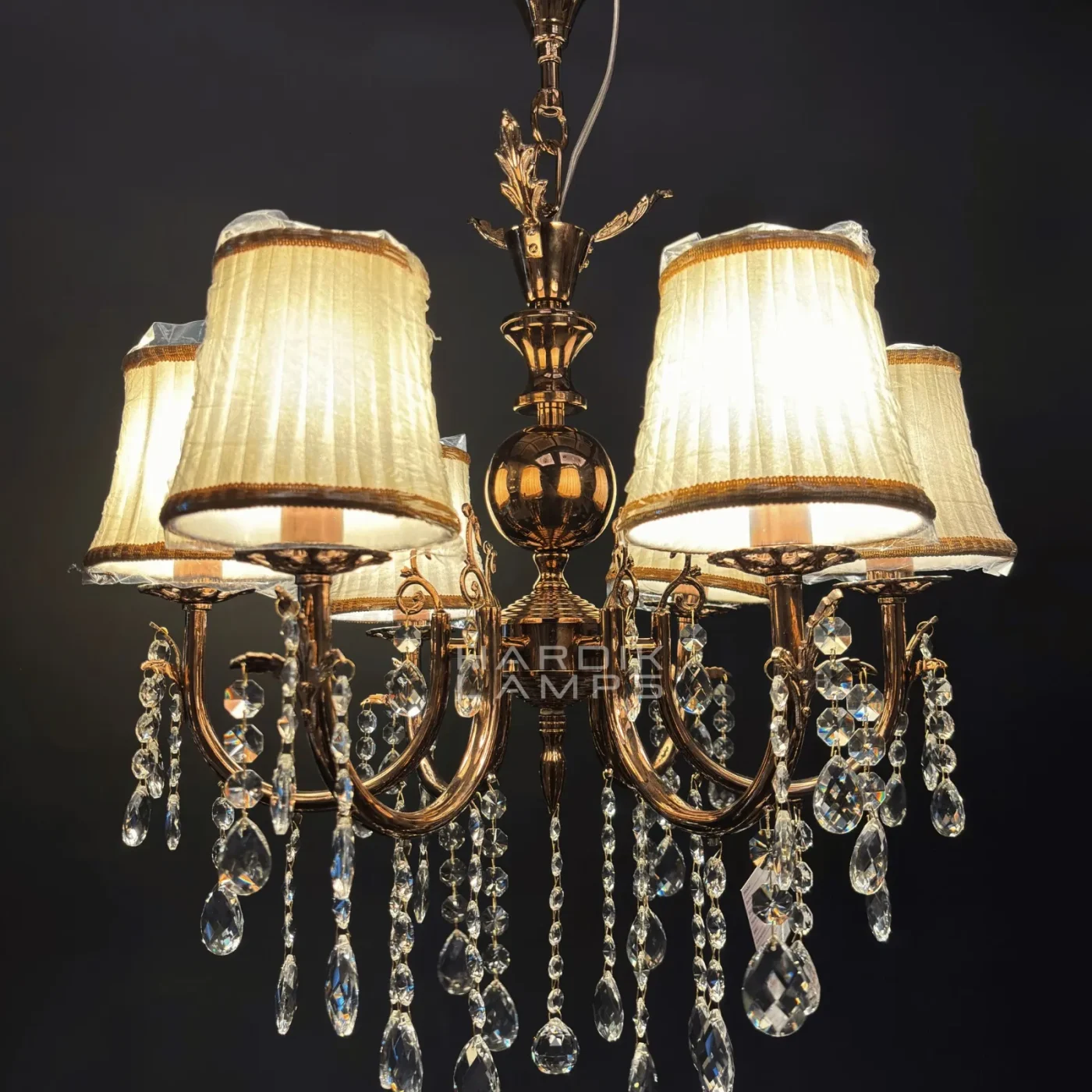 Vintage Muse Brass Crystal Fabric Chandelier