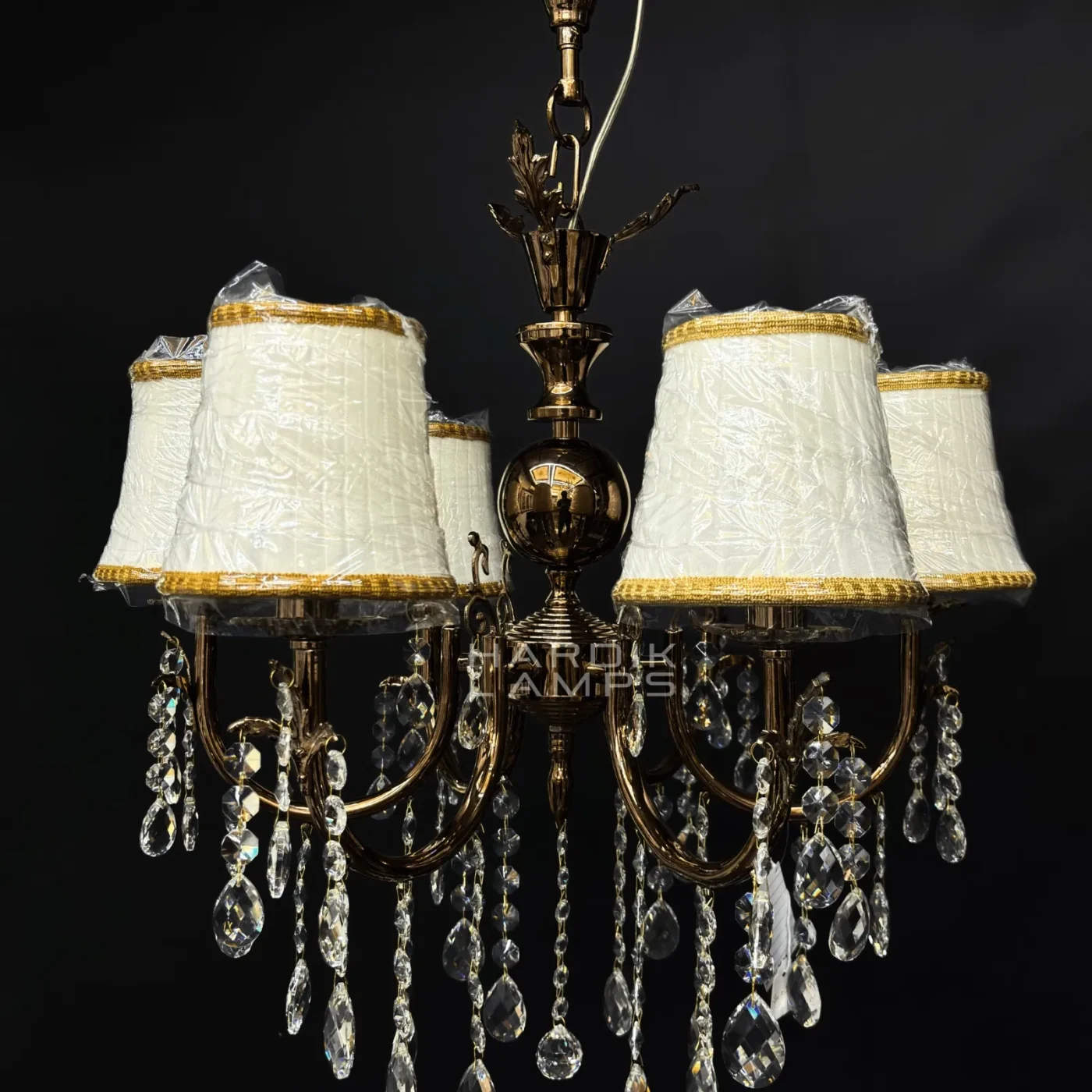 Vintage Muse Brass Crystal Fabric Chandelier