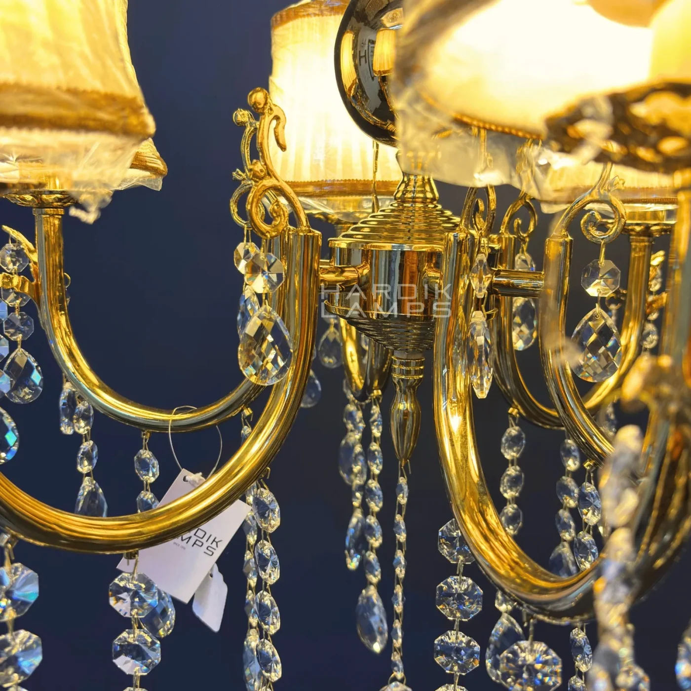 Whispers of Gold Brass Crystal Chandelier