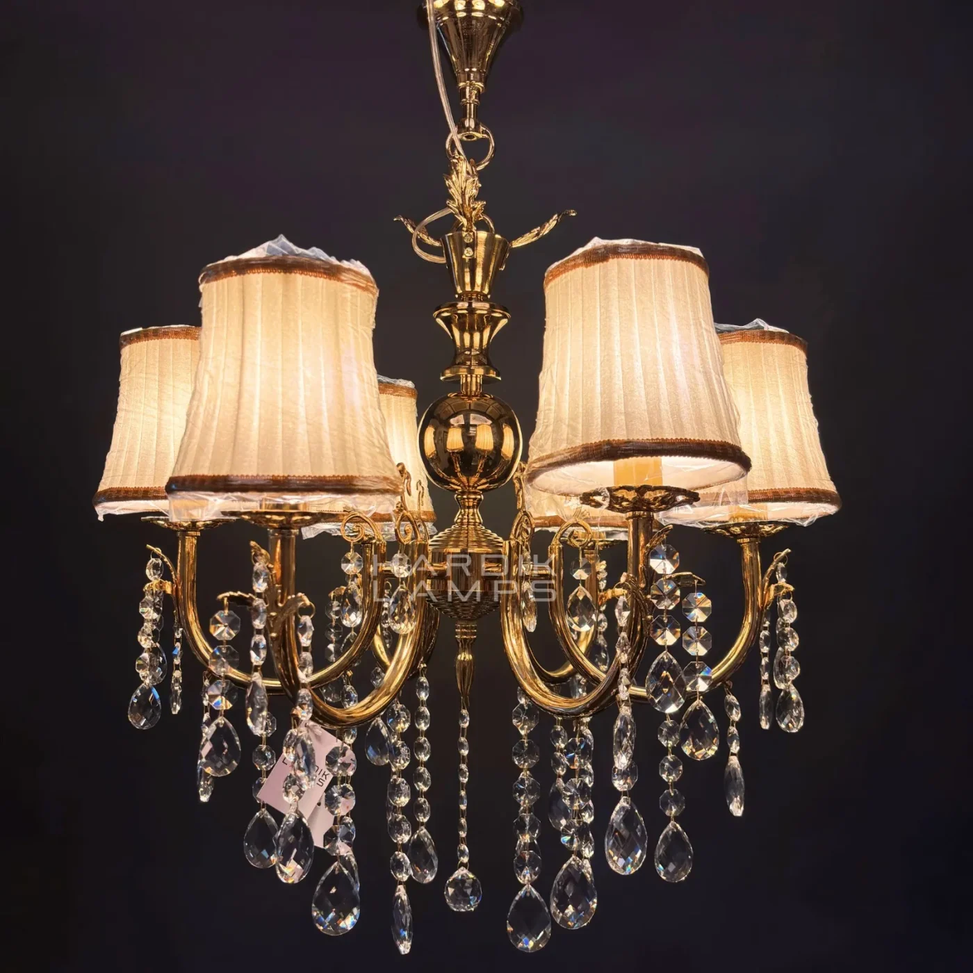 Whispers of Gold Brass Crystal Chandelier