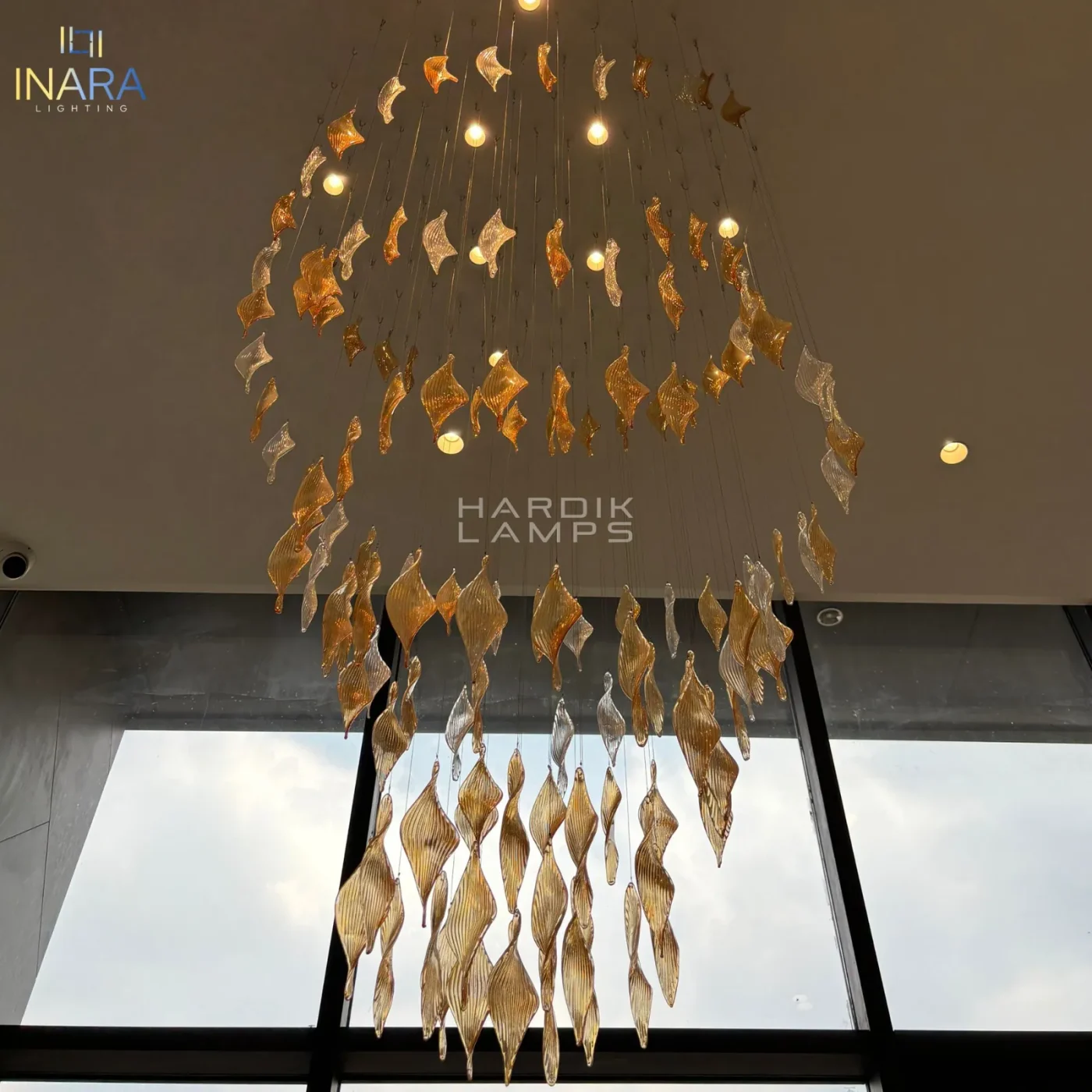 Amber Whispers Glass Chandelier