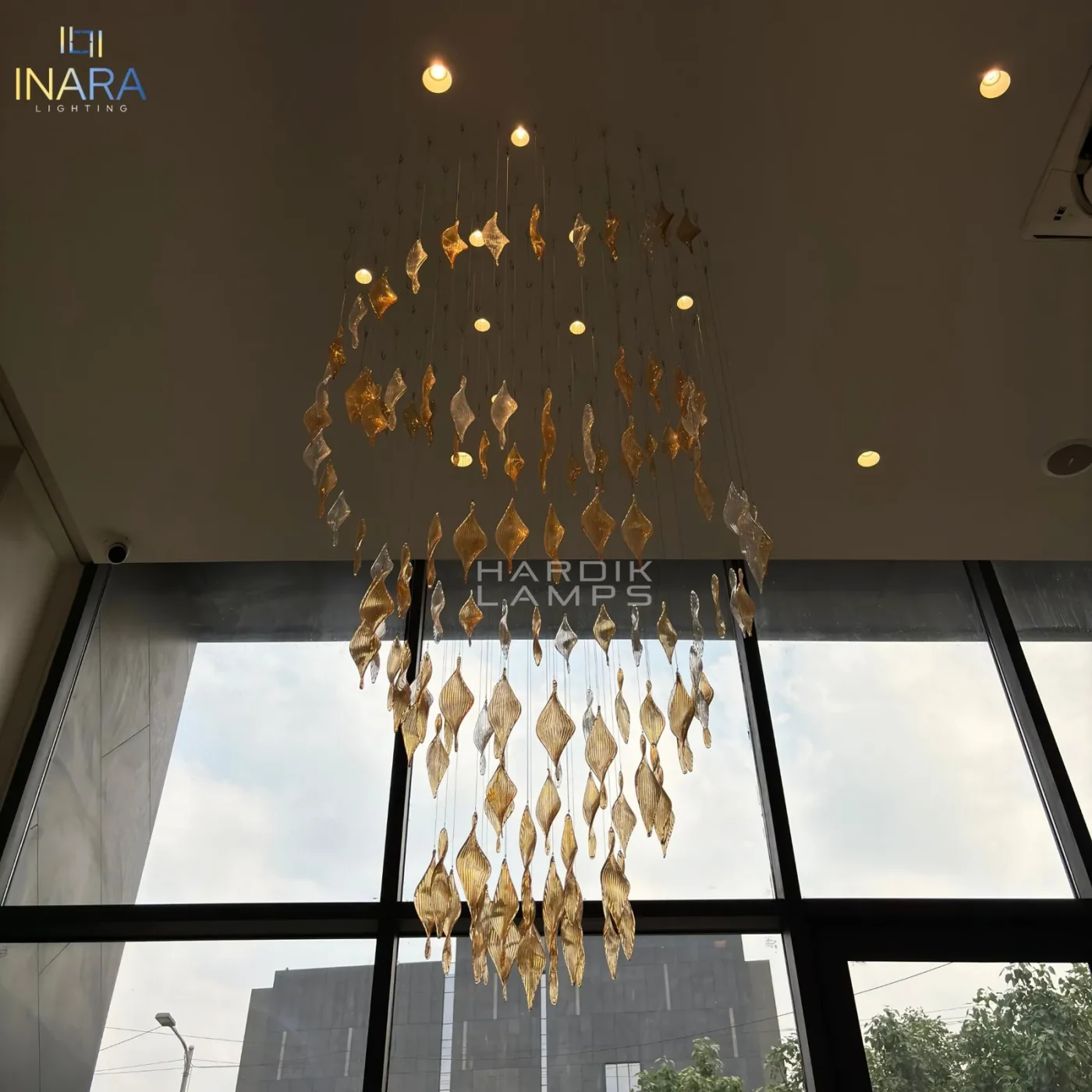 Amber Whispers Glass Chandelier