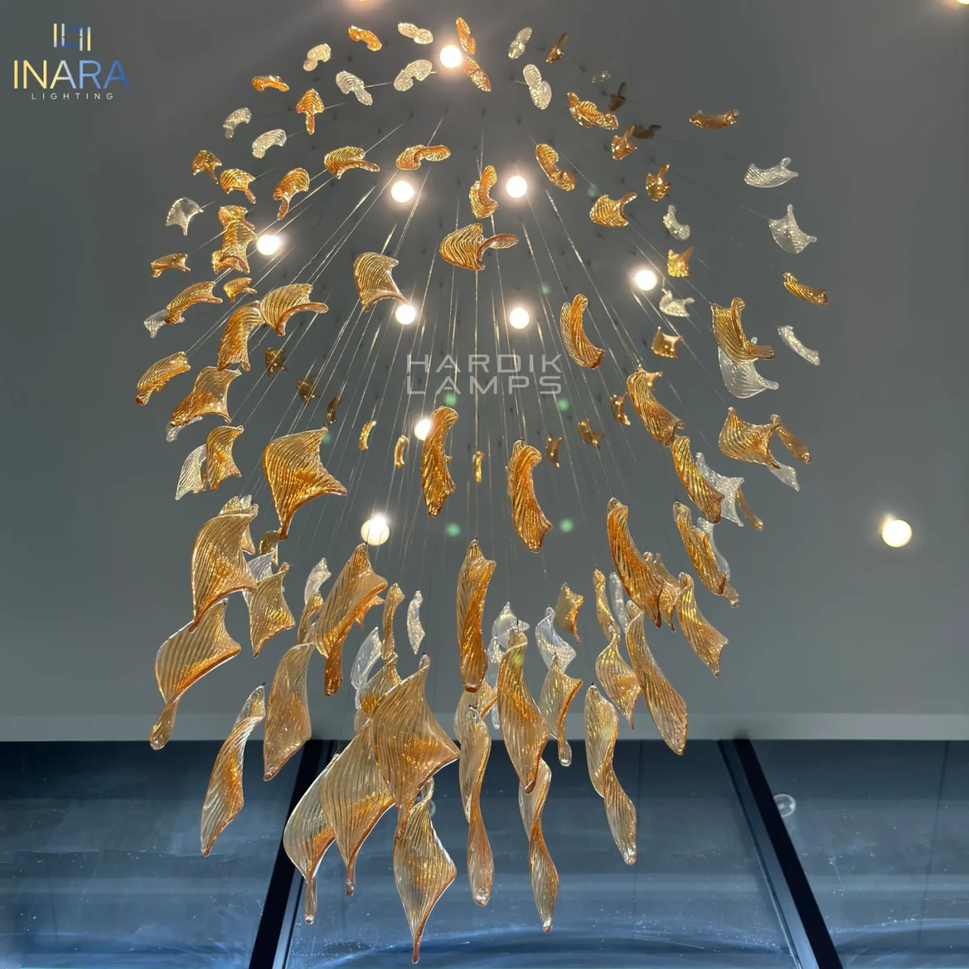 Amber Whispers Glass Chandelier