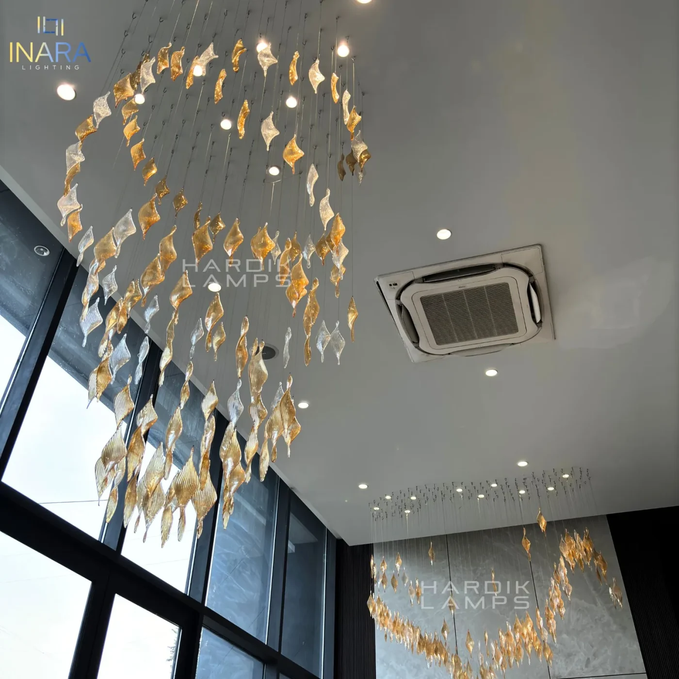 Amber Whispers Glass Chandelier