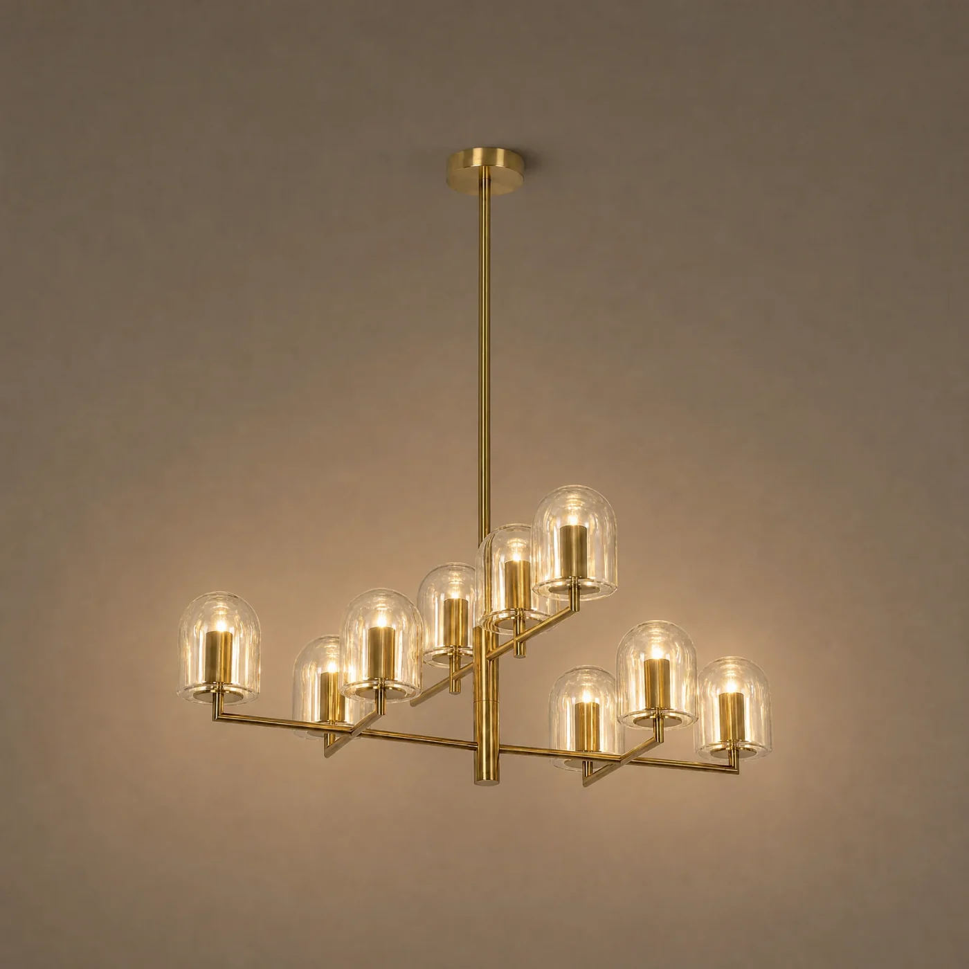 Cloche Glass Dome Chandelier — lights on