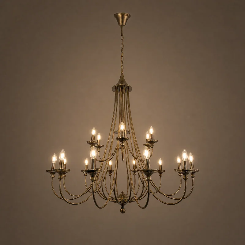 Colonial Grand Chandelier — lights on