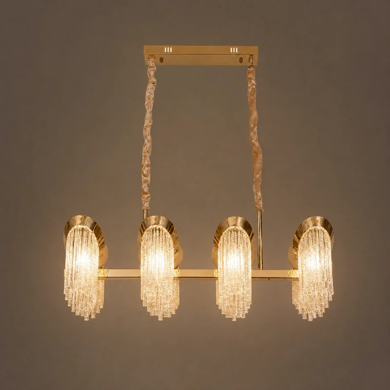 Fontaine Linear Chandelier — lights on