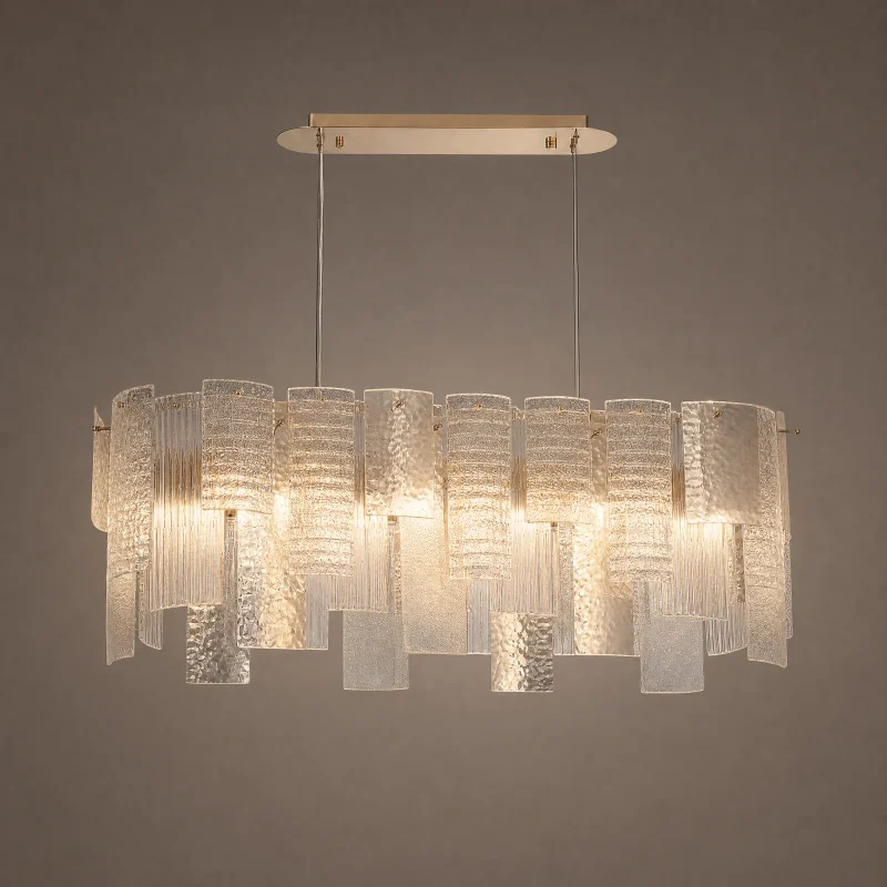 Glacier Linear Chandelier — lights on