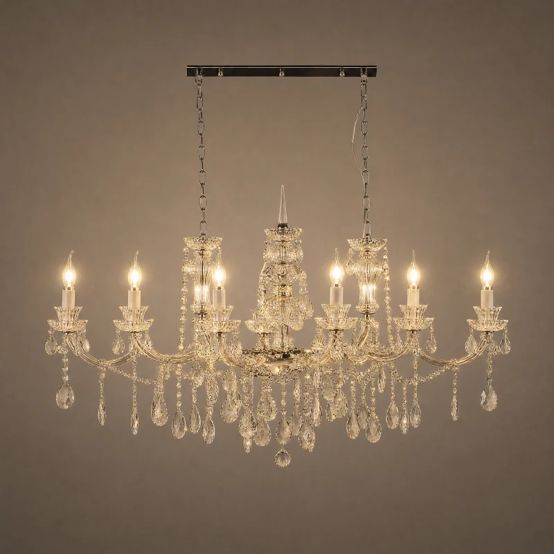 Imperial Linear Crystal Chandelier — lights on