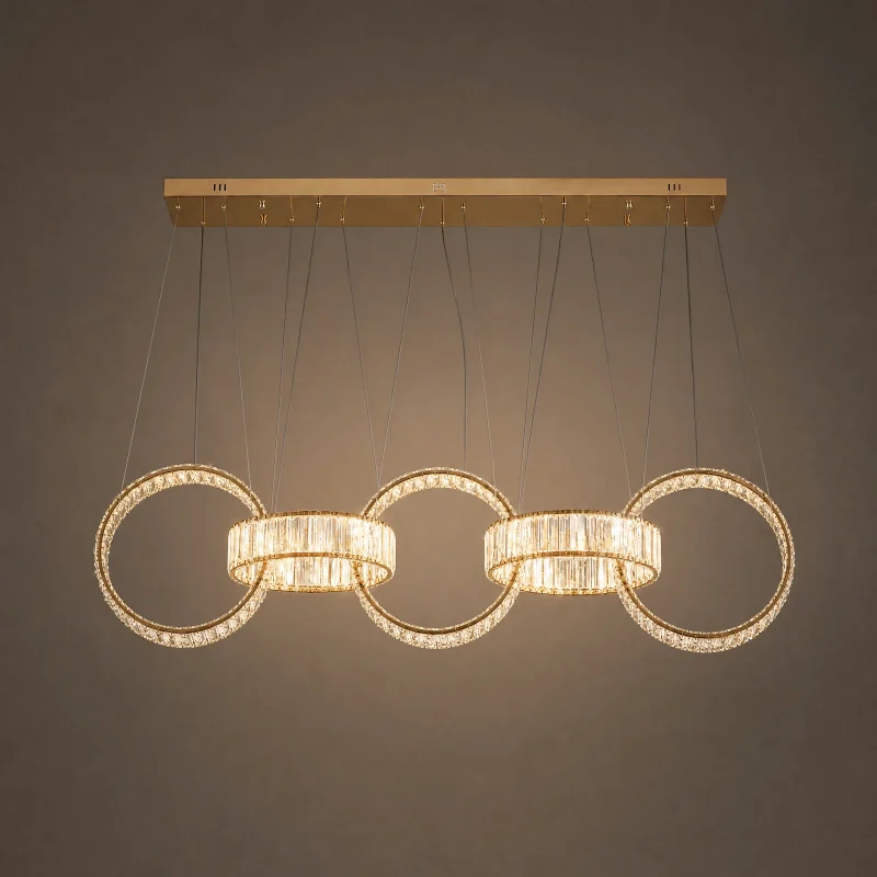 Infinity Rings Linear Chandelier — lights on