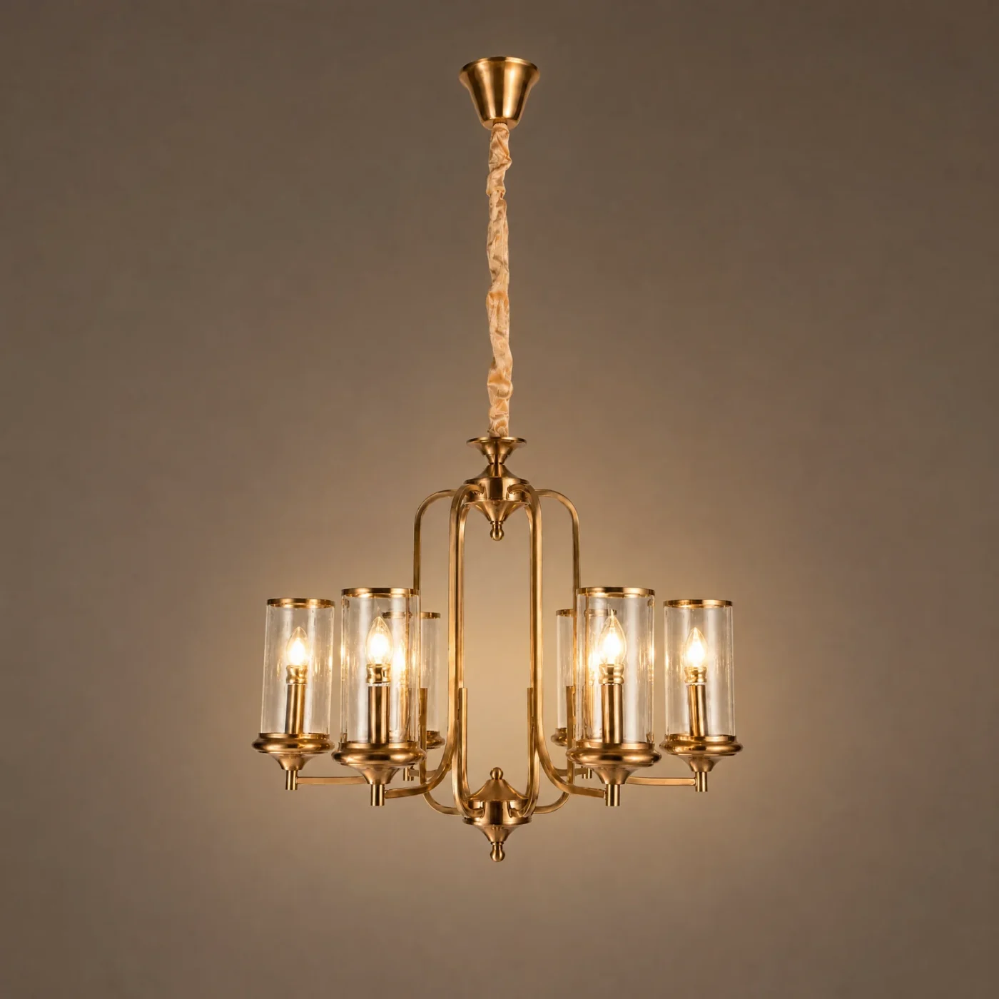 Lanterna Frame Chandelier — lights on
