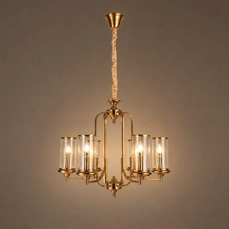 Lanterna Frame Chandelier — lights on