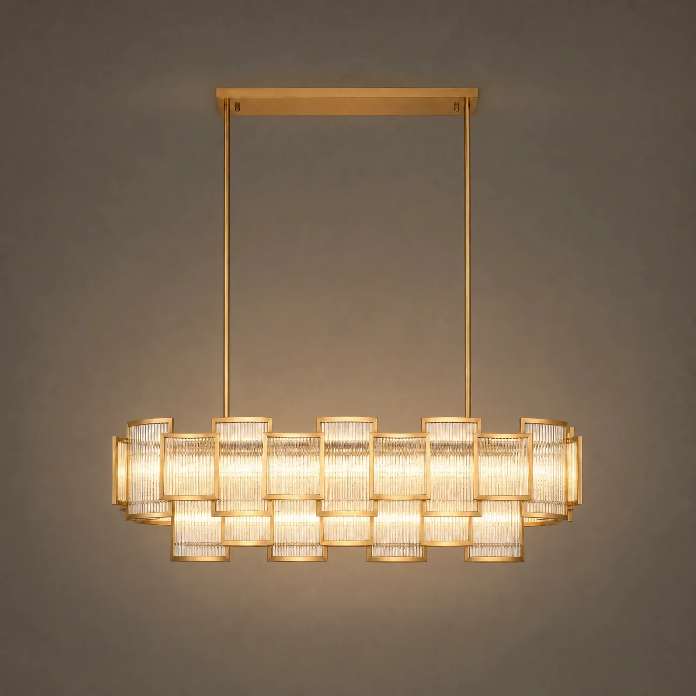Lattice Linear Chandelier — lights on