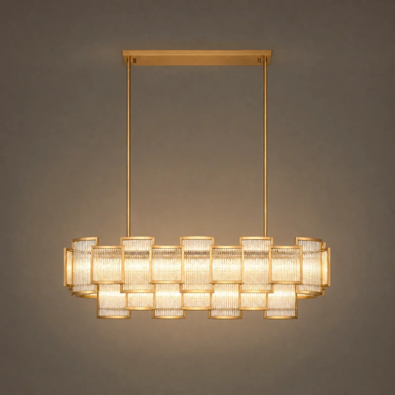 Lattice Linear Chandelier — lights on