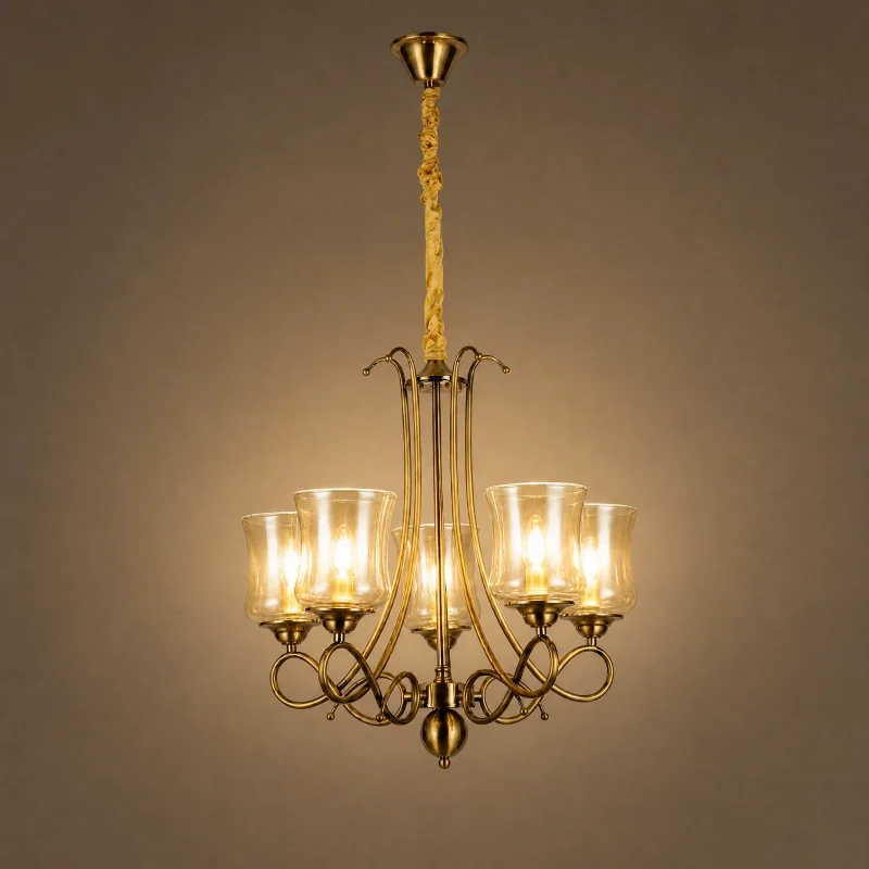 Lucerne 5-Light Chandelier — lights on