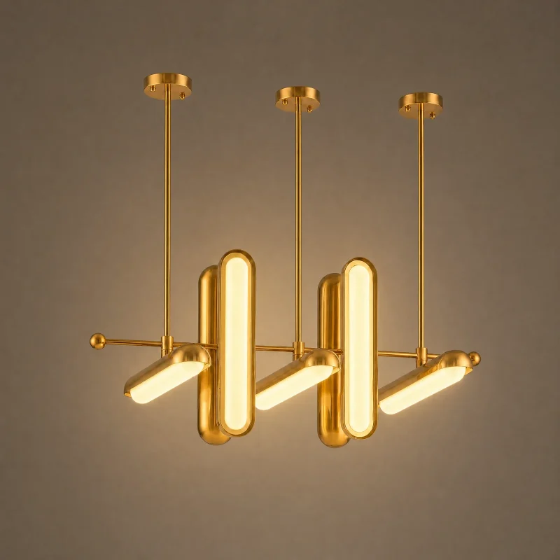 Lumen Oval Linear Chandelier — lights on