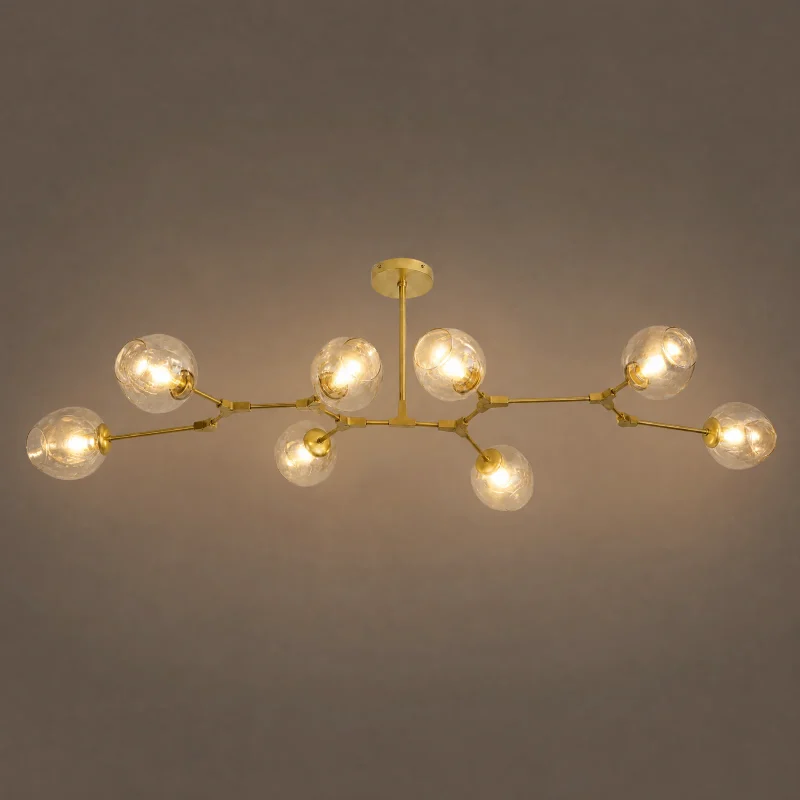 Molecule Branch Chandelier — lights on