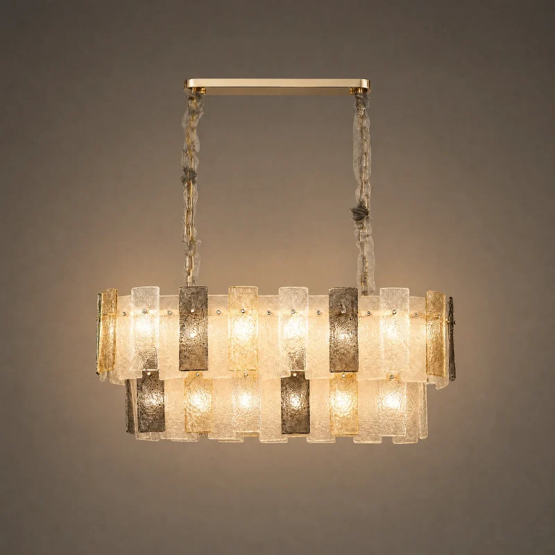 Mosaic Linear Chandelier — lights on