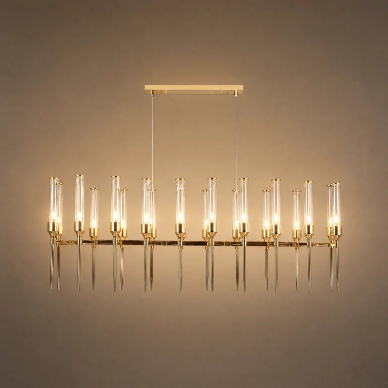 Obelisk Linear Chandelier — lights on