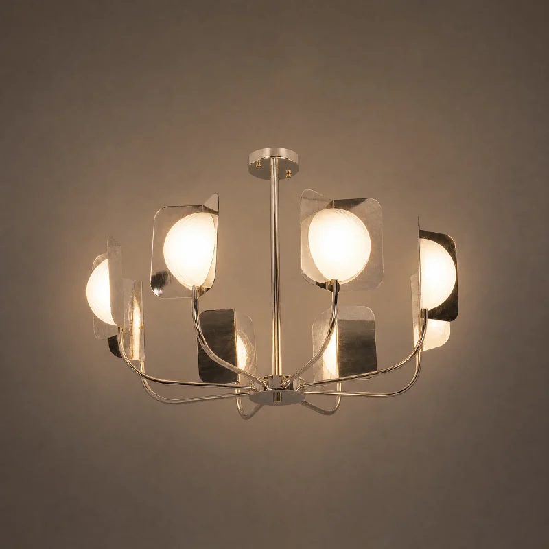 Petal Gold Chandelier — lights on
