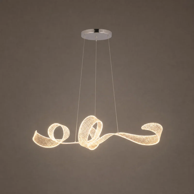 Ribbon Swirl Chandelier — lights on