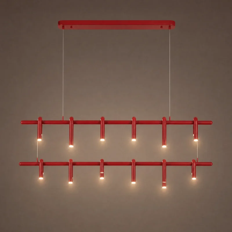 Rouge Linear Chandelier — lights on