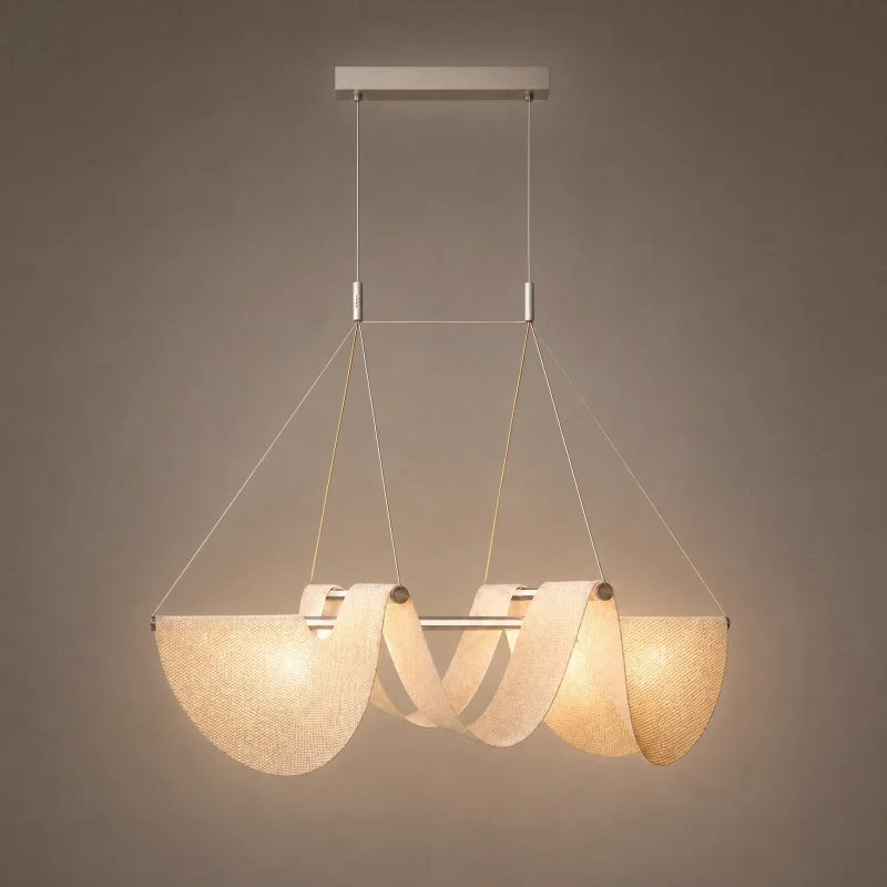 Sail Fabric Chandelier — lights on