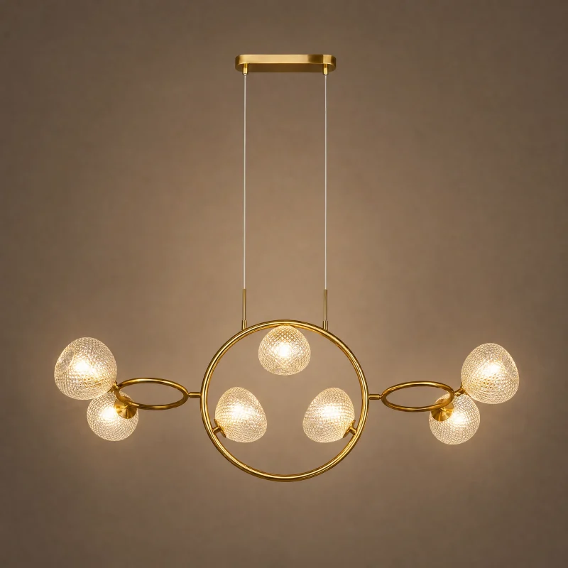 Saturn Ring Linear Chandelier — lights on