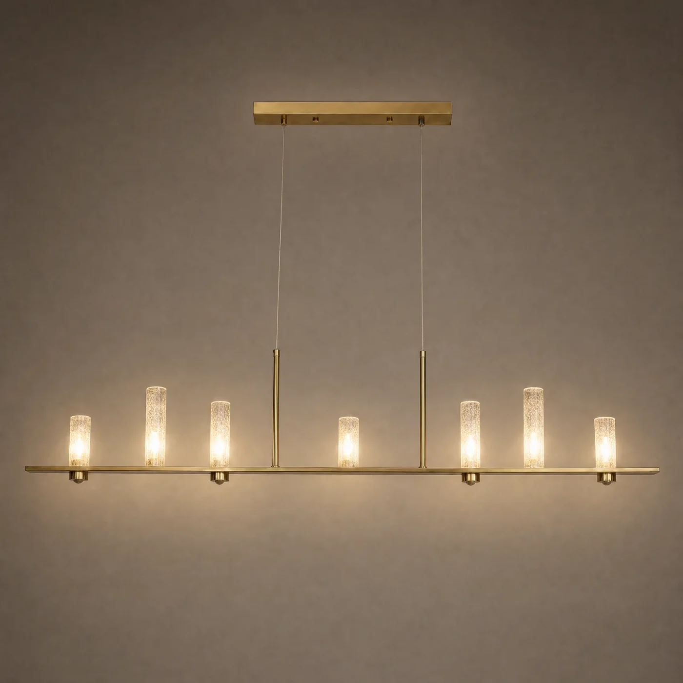 Slim Onyx Linear Chandelier — lights on