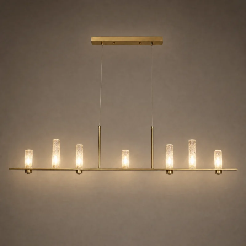 Slim Onyx Linear Chandelier — lights on