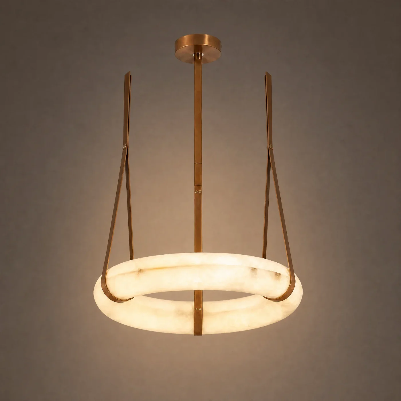 Strap Ring Chandelier — lights on
