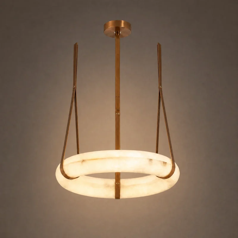 Strap Ring Chandelier — lights on