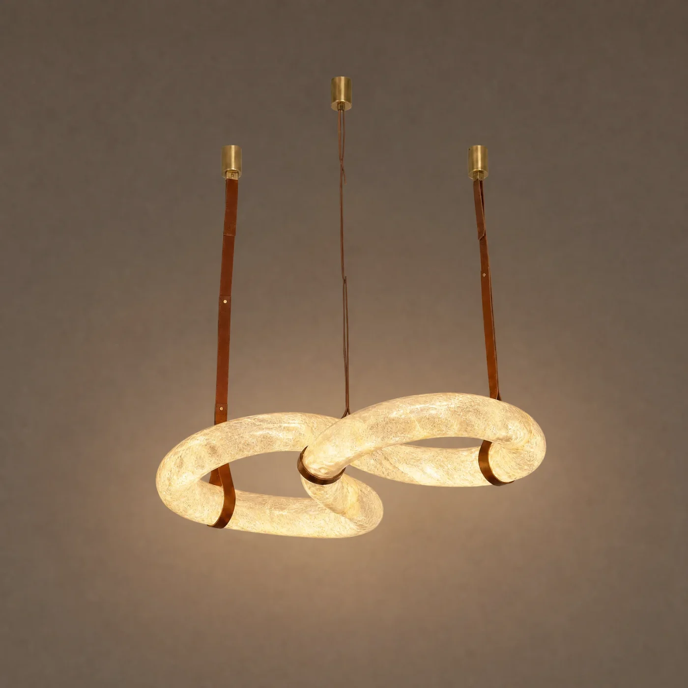 Strap Twin Loop Chandelier — lights on