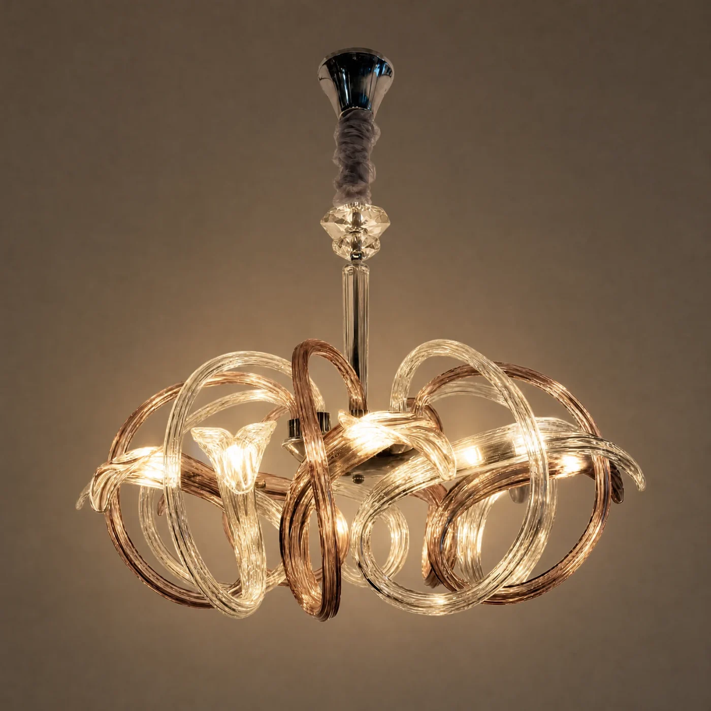 Vortex Murano-Style Chandelier — lights on
