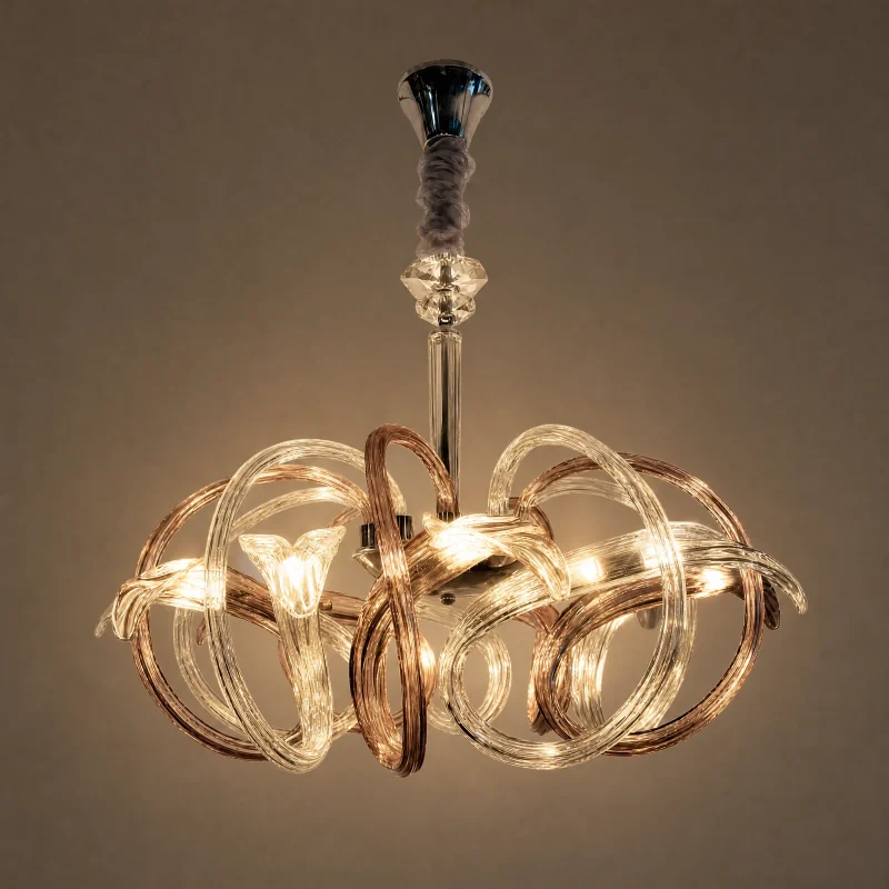 Vortex Murano-Style Chandelier — lights on